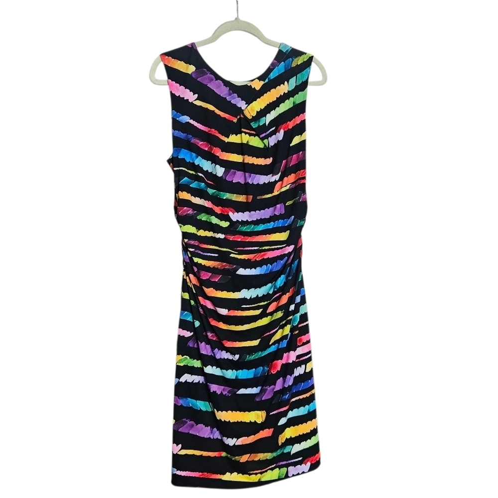 Tahari Arthur S. Levine Rainbow Paint Swatch Sheath Lined Dress Sleeveless sz 14 - Picture 2 of 9